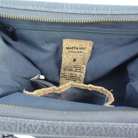 Matt & Nat Gray Vegan Leather Handbag Shoulder Crossbody Detachable Strap Zipper - Picture 10 of 16